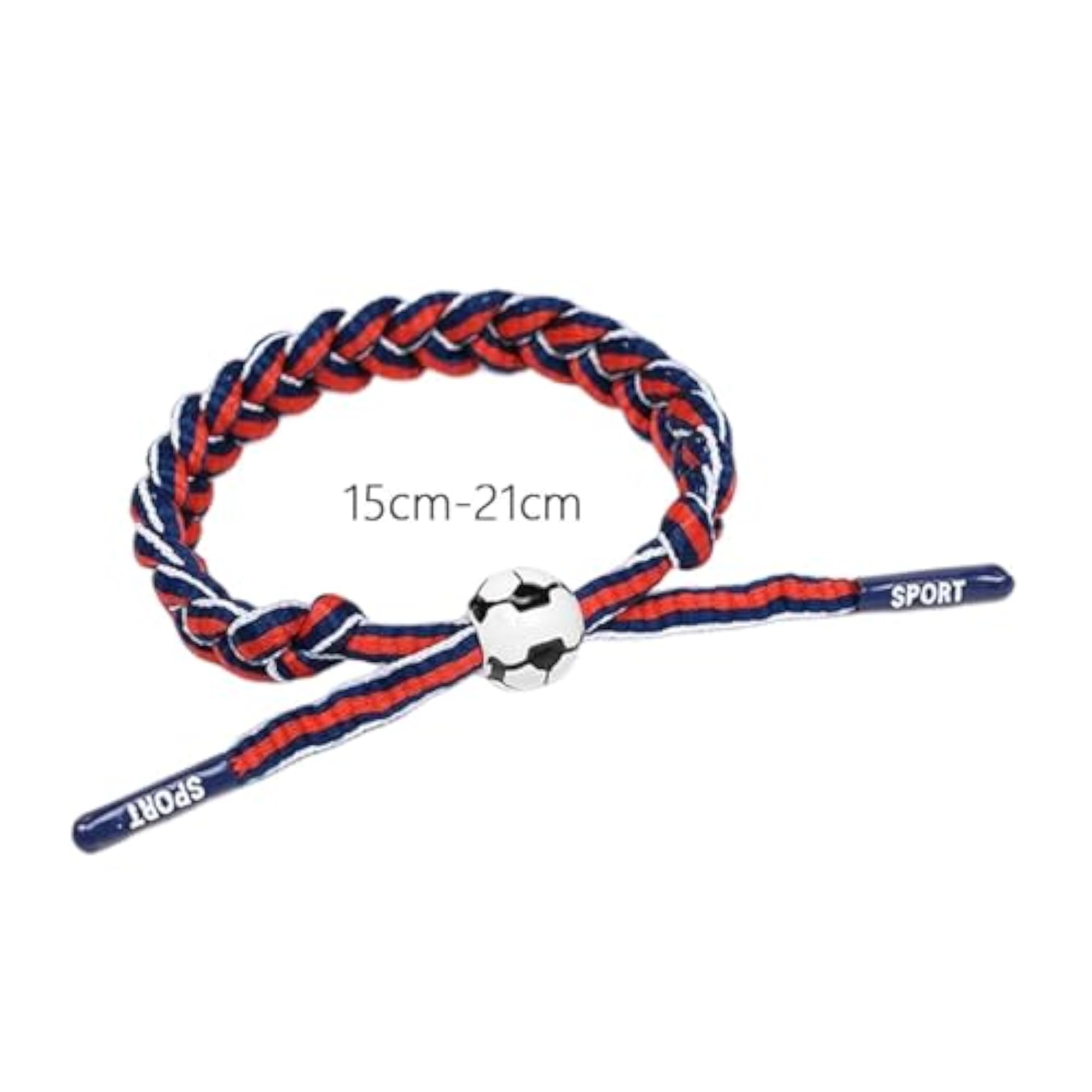 4pc Soccer Team Braided Rope Bracelet Set, Blue & Red